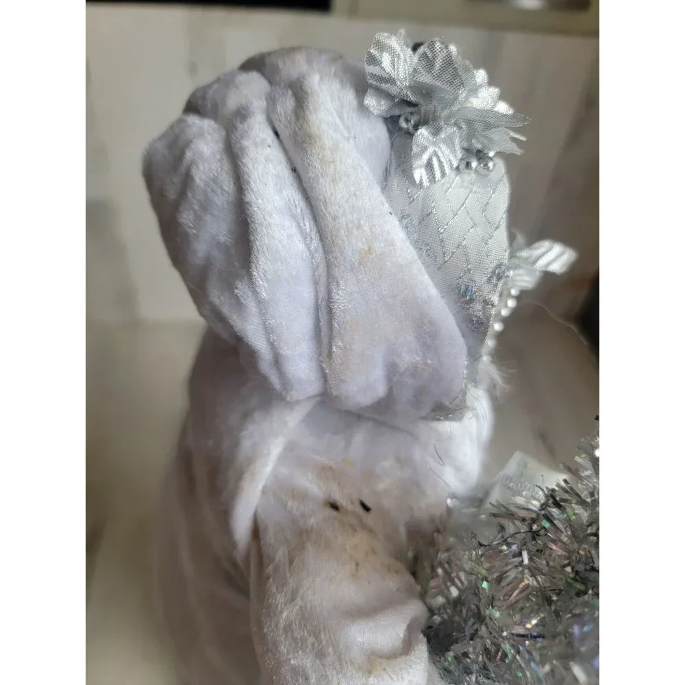 Marshall Fields vintage Santa father xmas silver Xmas Claus figure present tinse